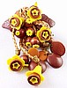 BP48 wood, bakelite & plastic dangly flower pin